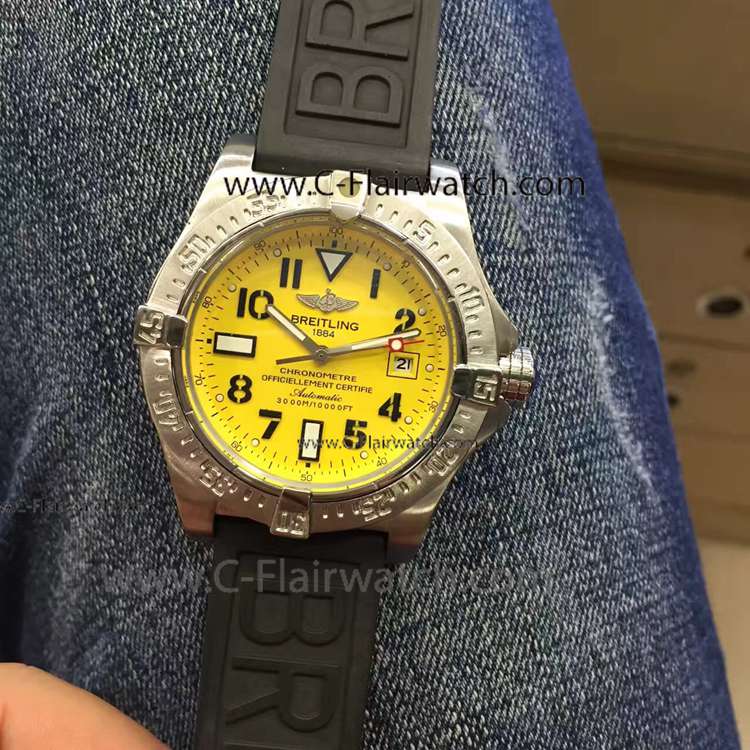 Breitling Avenger Seawolf Yellow Dial Black Rubber Strap Copy